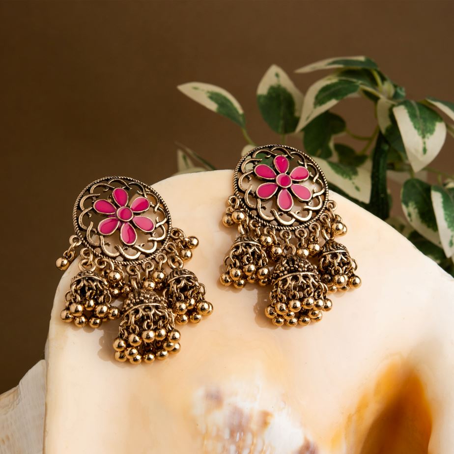 Pink Gold Jhumka