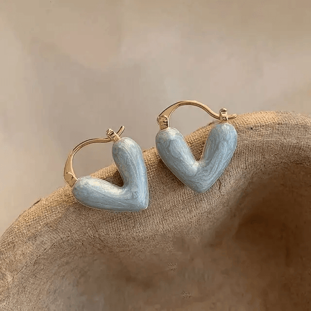 Love Blue Heart Hoop Earring - Berry Pop Co